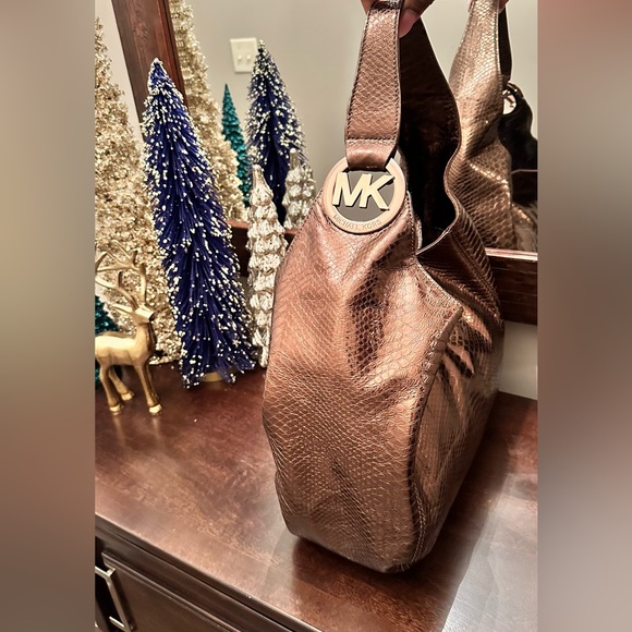 Michael Kors Bronze Snakeskin Handbag - Picture 3 of 6